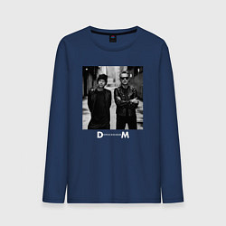 Лонгслив хлопковый мужской Depeche Mode - Dave Gahan and Martin Gore bw, цвет: тёмно-синий