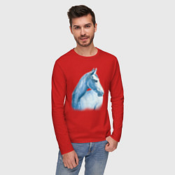 Лонгслив хлопковый мужской Голубая лошадь, цвет: красный — фото 2