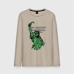 Лонгслив хлопковый мужской Rage Against - statue of liberty, цвет: миндальный