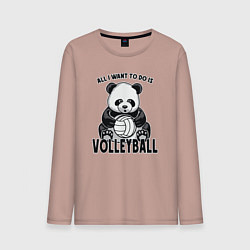 Лонгслив хлопковый мужской Panda volleyball, цвет: пыльно-розовый