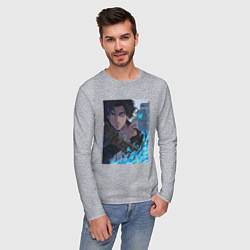Лонгслив хлопковый мужской Портрет - Lies of P, цвет: меланж — фото 2