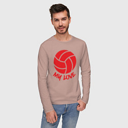Лонгслив хлопковый мужской Volleyball my love, цвет: пыльно-розовый — фото 2