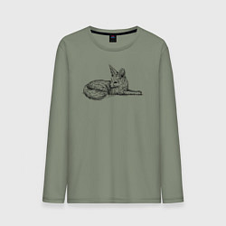 Лонгслив хлопковый мужской Фенек лежит, цвет: авокадо