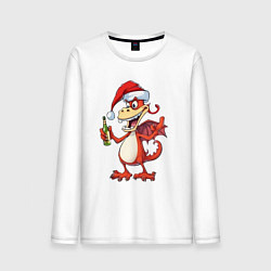 Мужской лонгслив Новогодний дракон с шампанским