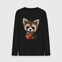 Лонгслив хлопковый мужской Красная панда баскетболист, цвет: черный