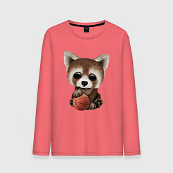 Лонгслив хлопковый мужской Красная панда баскетболист, цвет: коралловый