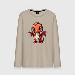 Лонгслив хлопковый мужской Дракоша карминный шустрик, цвет: миндальный