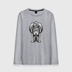Лонгслив хлопковый мужской Носорог стильный анфас, цвет: меланж