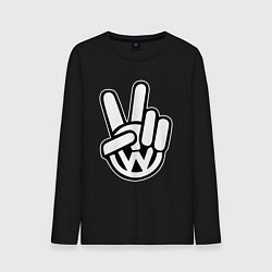 Лонгслив хлопковый мужской Volkswagen peace, цвет: черный