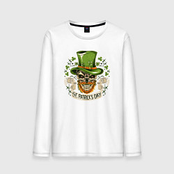 Лонгслив хлопковый мужской St Patrick day, цвет: белый