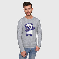 Лонгслив хлопковый мужской Dabbing panda, цвет: меланж — фото 2