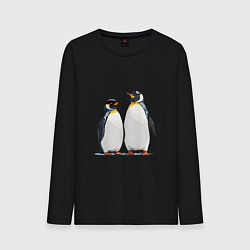 Лонгслив хлопковый мужской Друзья-пингвины, цвет: черный