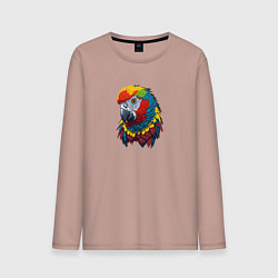 Мужской лонгслив Красочный попугай в ярких перьях