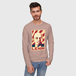 Лонгслив хлопковый мужской Vladimir Lenin, цвет: пыльно-розовый — фото 2