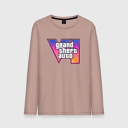 Лонгслив хлопковый мужской Grand theft auto VI, цвет: пыльно-розовый