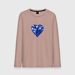 Лонгслив хлопковый мужской Синее алмазное сердце, цвет: пыльно-розовый