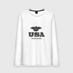 Лонгслив хлопковый мужской USA Oldschool, цвет: белый