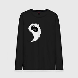 Лонгслив хлопковый мужской Инь ян белый парная, цвет: черный