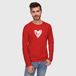 Лонгслив хлопковый мужской Рисованное белое сердце парное, цвет: красный — фото 2