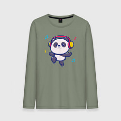 Лонгслив хлопковый мужской Music panda, цвет: авокадо