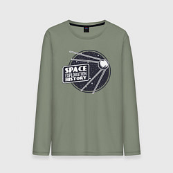 Лонгслив хлопковый мужской История исследования космоса, цвет: авокадо