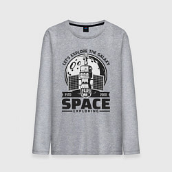 Лонгслив хлопковый мужской Исследование космоса, цвет: меланж