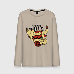 Лонгслив хлопковый мужской Bulls logo with hands, цвет: миндальный