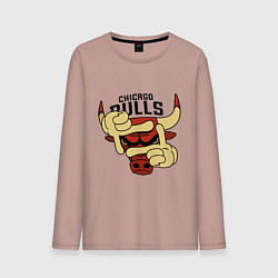 Лонгслив хлопковый мужской Bulls logo with hands, цвет: пыльно-розовый