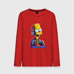 Лонгслив хлопковый мужской Bart is an avid gamer, цвет: красный