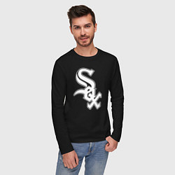 Лонгслив хлопковый мужской Chicago white sox - baseball, цвет: черный — фото 2