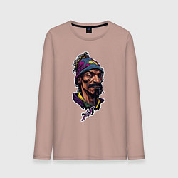 Лонгслив хлопковый мужской Snoop dogg head, цвет: пыльно-розовый