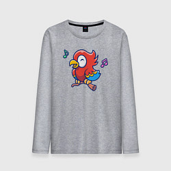 Лонгслив хлопковый мужской Музыкальный попугайчик, цвет: меланж