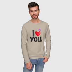 Лонгслив хлопковый мужской I love you Lavinia cоllection, цвет: миндальный — фото 2