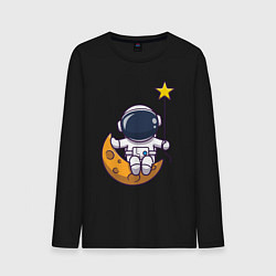 Лонгслив хлопковый мужской Звёздный космонавт, цвет: черный