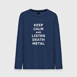Лонгслив хлопковый мужской Listen Death Metal, цвет: тёмно-синий