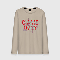 Лонгслив хлопковый мужской Надпись - Game over, цвет: миндальный
