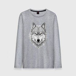 Лонгслив хлопковый мужской Волк с оберегом, цвет: меланж