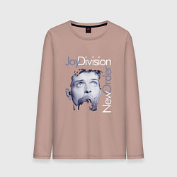 Лонгслив хлопковый мужской Joy Division - Ian Curtis, цвет: пыльно-розовый