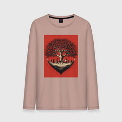 Лонгслив хлопковый мужской Love tree, цвет: пыльно-розовый