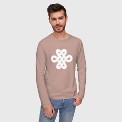 Лонгслив хлопковый мужской Белый кельтский узор, цвет: пыльно-розовый — фото 2