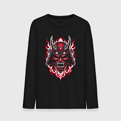 Лонгслив хлопковый мужской Samurai mask demon, цвет: черный