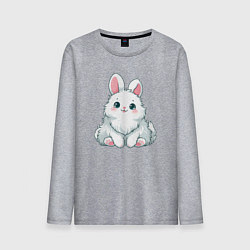 Лонгслив хлопковый мужской Пушистый аниме кролик, цвет: меланж