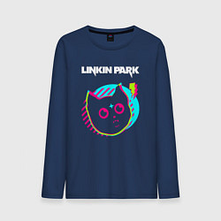 Лонгслив хлопковый мужской Linkin Park rock star cat, цвет: тёмно-синий
