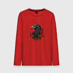 Лонгслив хлопковый мужской Орел и пуансеттия, цвет: красный