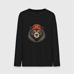 Мужской лонгслив Русский медведь в шапке с гербом