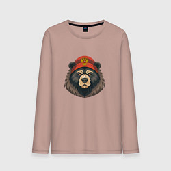 Мужской лонгслив Русский медведь в шапке с гербом