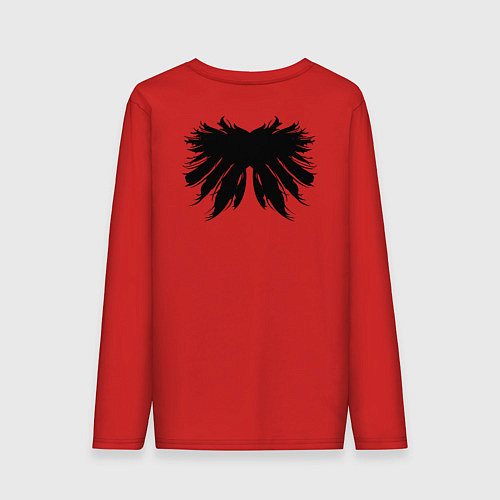 Мужской лонгслив Крылья перья крест пушистые / Красный – фото 2