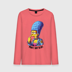 Лонгслив хлопковый мужской Marge Simpson - punks not dead motto, цвет: коралловый