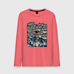 Лонгслив хлопковый мужской Либо волк либо не волк, цвет: коралловый
