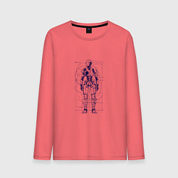 Лонгслив хлопковый мужской Чертеж андроида, цвет: коралловый